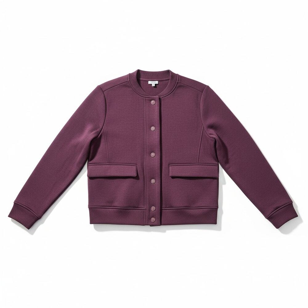 NEW Talbots XL P Dark Purple AirKnit Stretch Bomber Jacket Causal Comfort